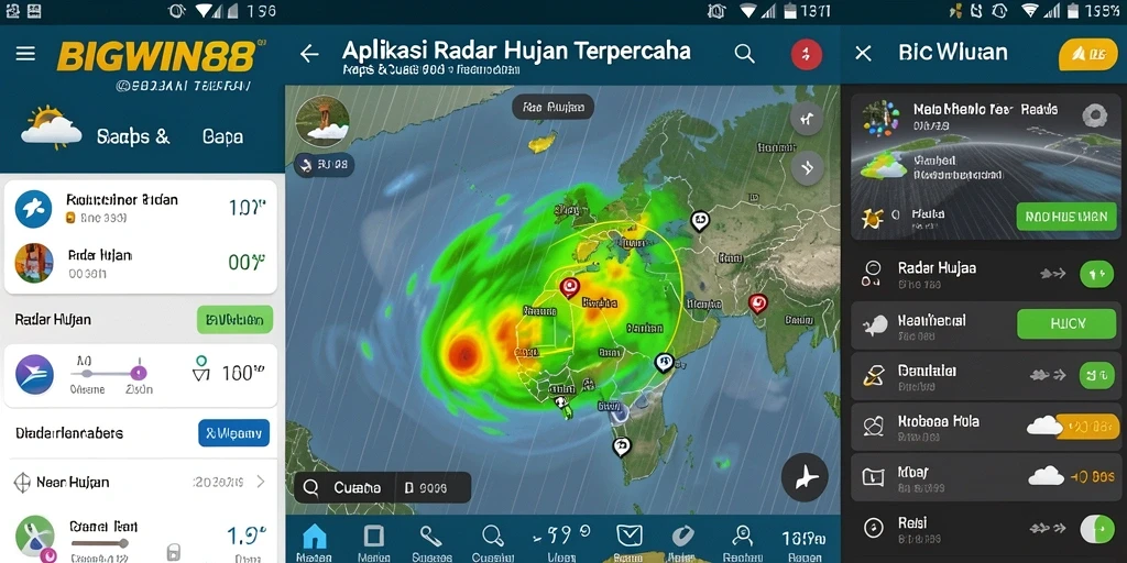 Antarmuka aplikasi BIGWIN88 menampilkan radar hujan secara real-time.
