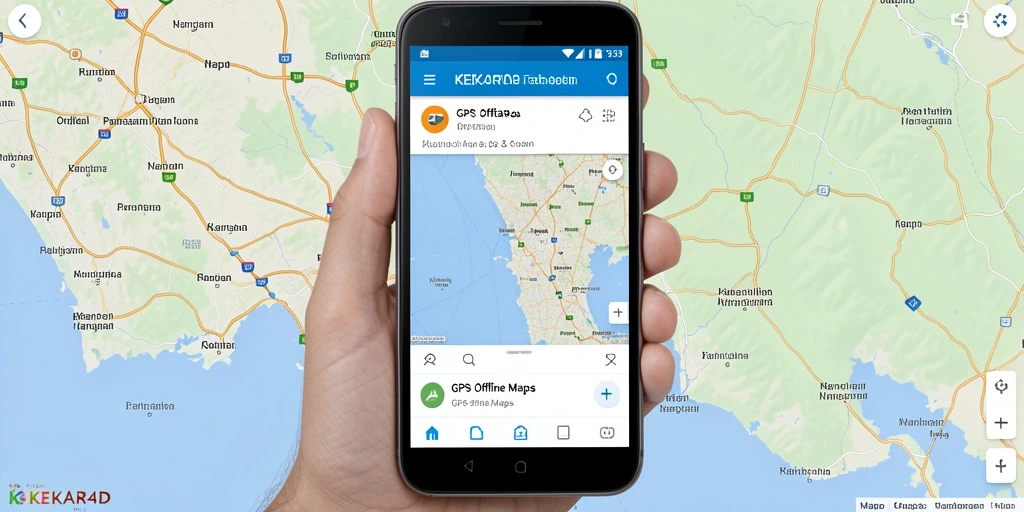 Tampilan antarmuka aplikasi KEKAR4D untuk navigasi GPS Offline.