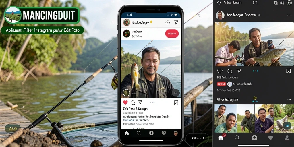 Tampilan antarmuka MANCINGDUIT dengan berbagai pilihan filter menarik untuk Instagram.