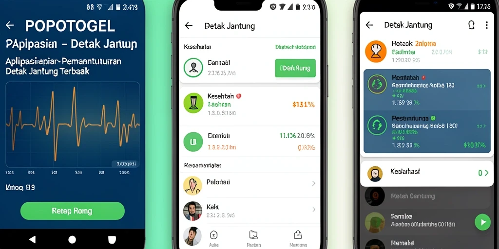 Antarmuka utama POPOTOGEL menunjukkan pemantauan detak jantung secara real-time.