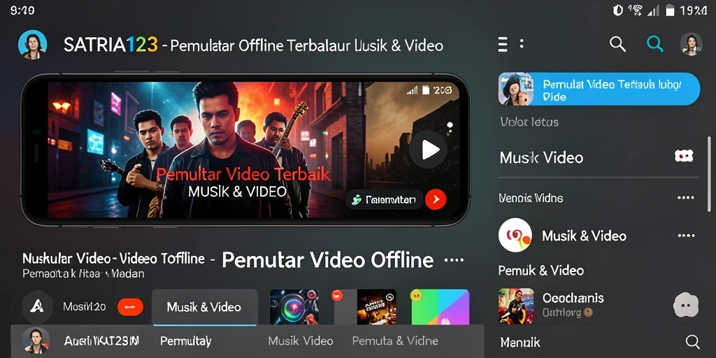 Antarmuka SATRIA123 yang sederhana dan fungsional untuk pemutar video offline.