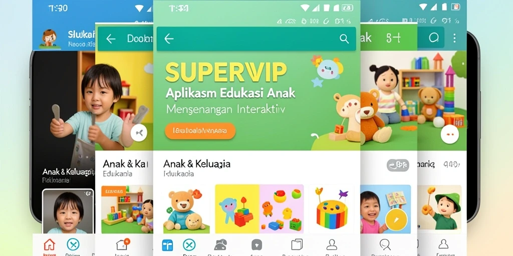 Antarmuka SUPERVIP yang ceria dan edukatif untuk anak-anak.